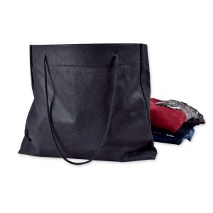 Drawstring bag, shopping tote for retail sales – 3942 (42 x 38 x 10 cm, black)